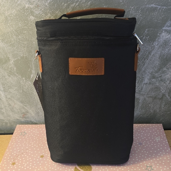 Tirrinia Other - Tirrinia 2 Bottle Insulated Wine  Tote Padded Cooler Bag Black New